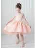 Peach Satin Tulle High Low Flower Girl Dress